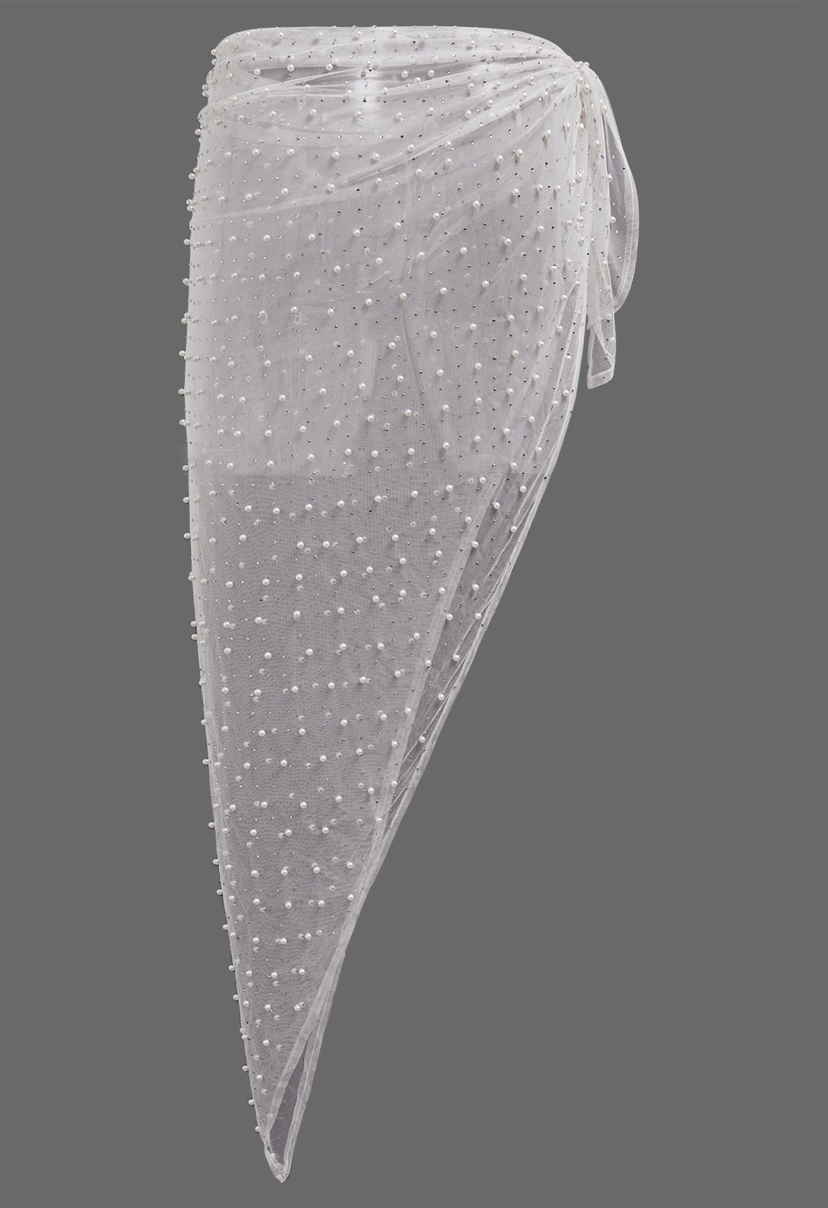 Pearl Mesh Self-Tie Sarong in White