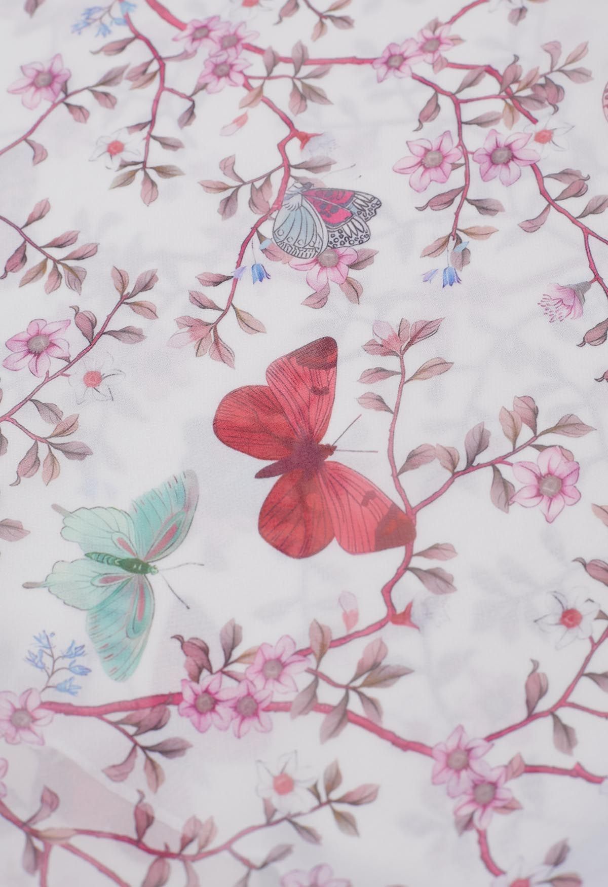Butterfly Floral Chiffon Maxi Skirt