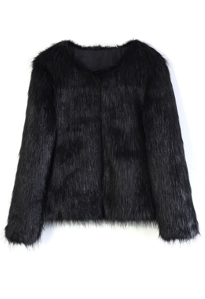 My Chic Faux Fur Coat in Black - Retro, Indie and Unique Fashion