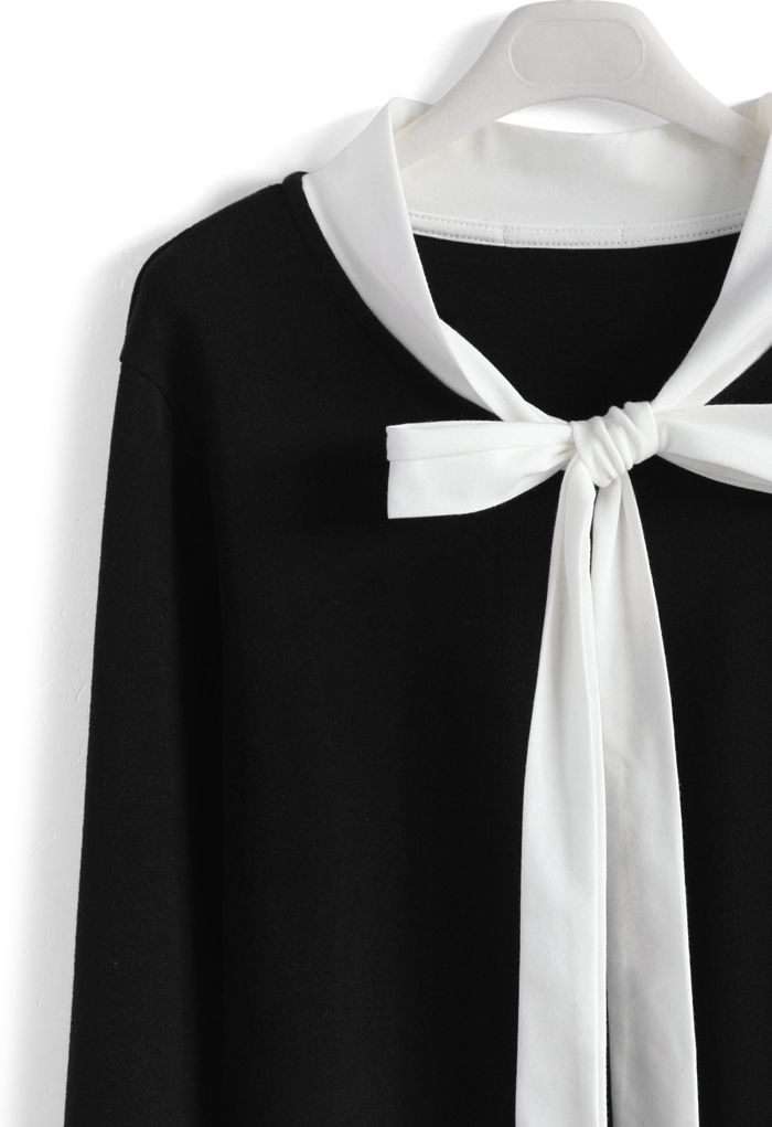 Elegant Bow-neck Top in Black - Retro, Indie and Unique Fashion