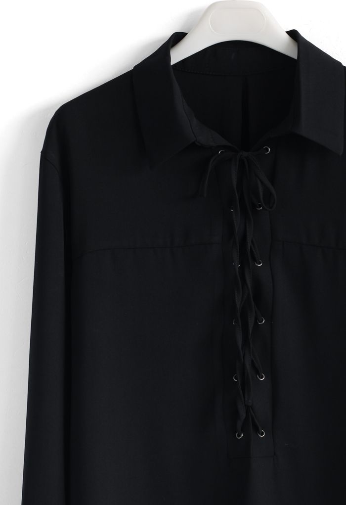Simplicity Lace-up Shirt in Black 