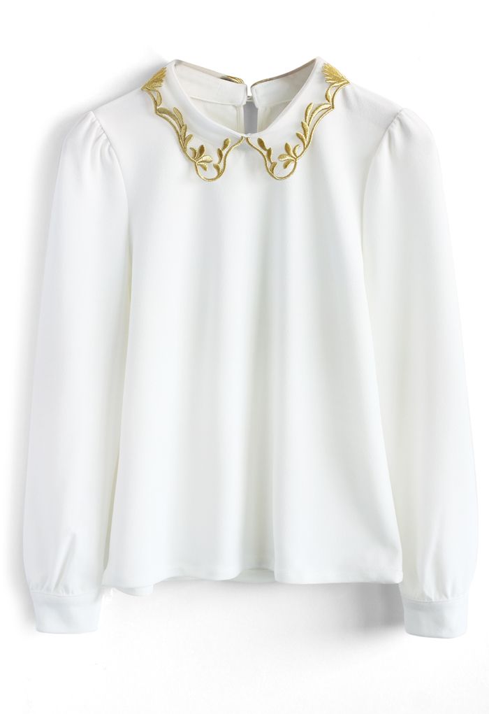 Noble Sweetness Crepe Top in White