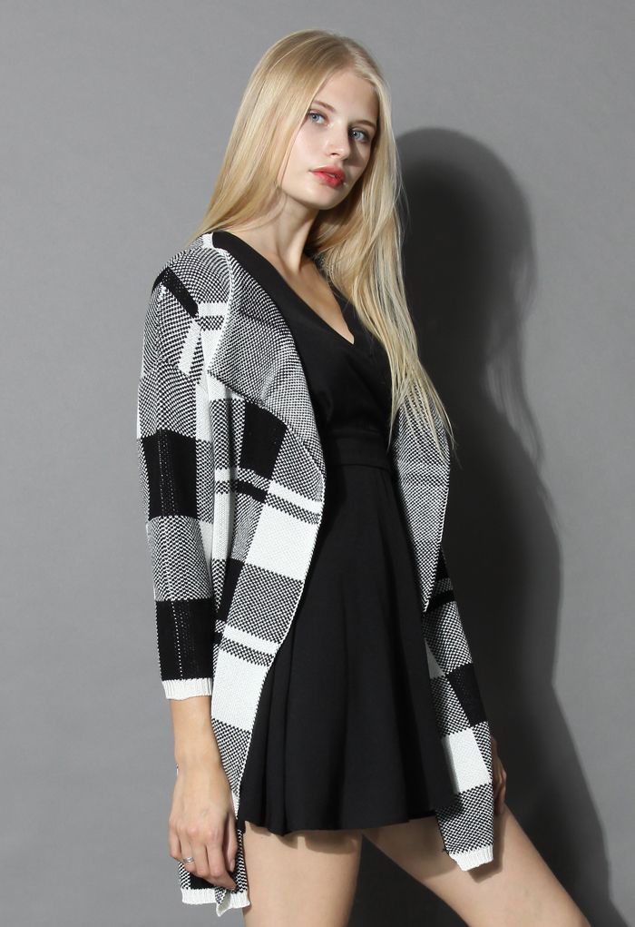 Knit in Classic Check Open Coat