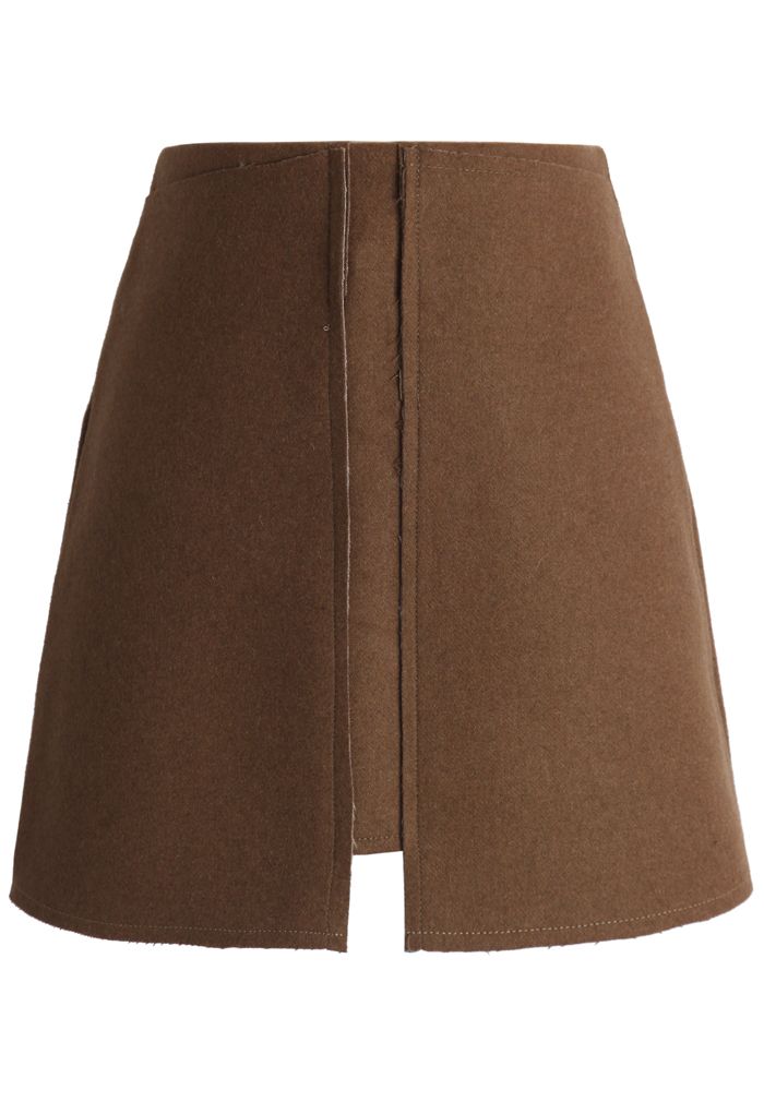 Pocket of Charm Wool-blend Skirt in Tan