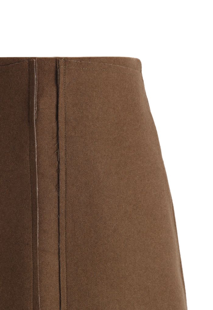 Pocket of Charm Wool-blend Skirt in Tan