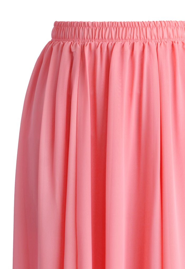 Candy Pink Chiffon Maxi Skirt