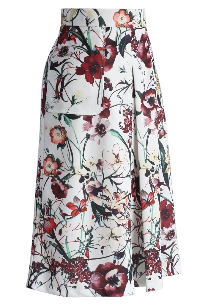 Floral Meticulous Full A-line Skirt
