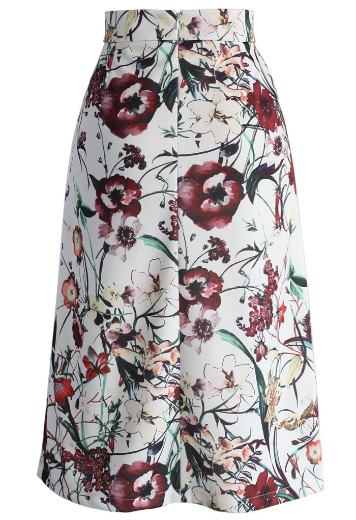 Floral Meticulous Full A-line Skirt
