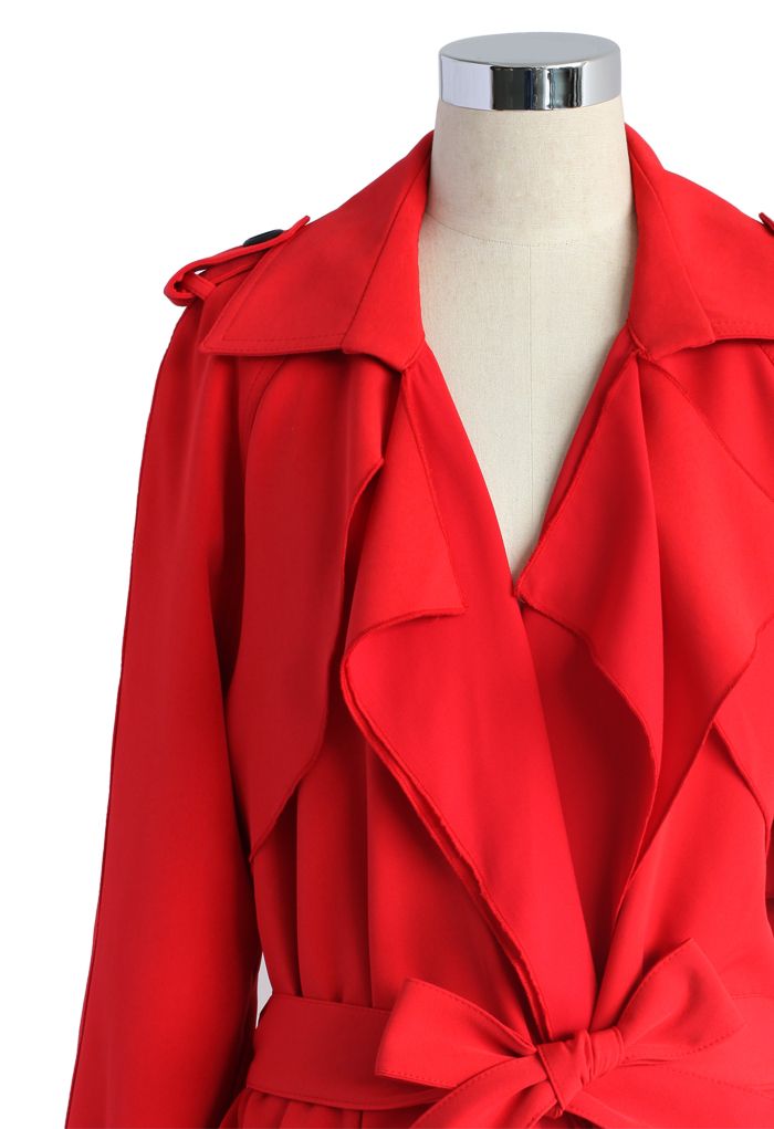 Inspirational Waterfall Trench Coat in Ruby - Retro, Indie and Unique ...