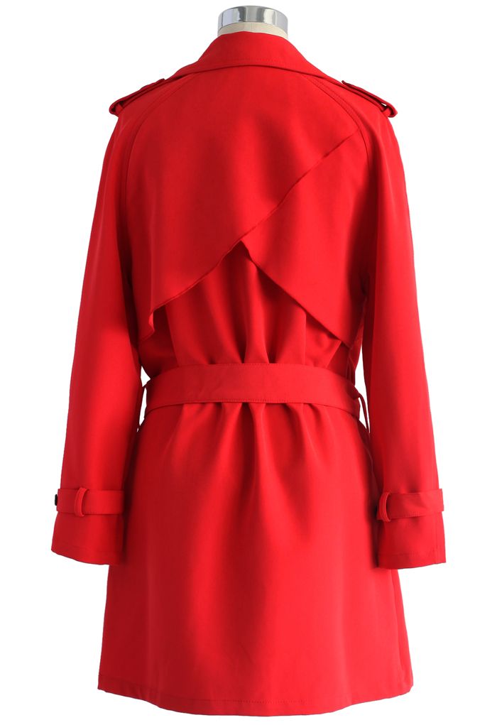 Inspirational Waterfall Trench Coat in Ruby - Retro, Indie and Unique ...