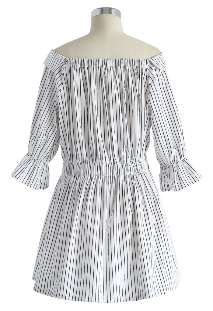 Edgy Stripes Off-shoulder Dress