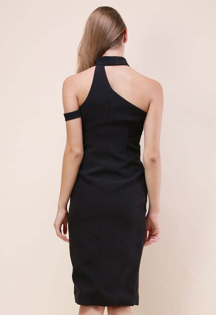 Extra Stylish Halter Neck Dress in Black - Retro, Indie and Unique Fashion
