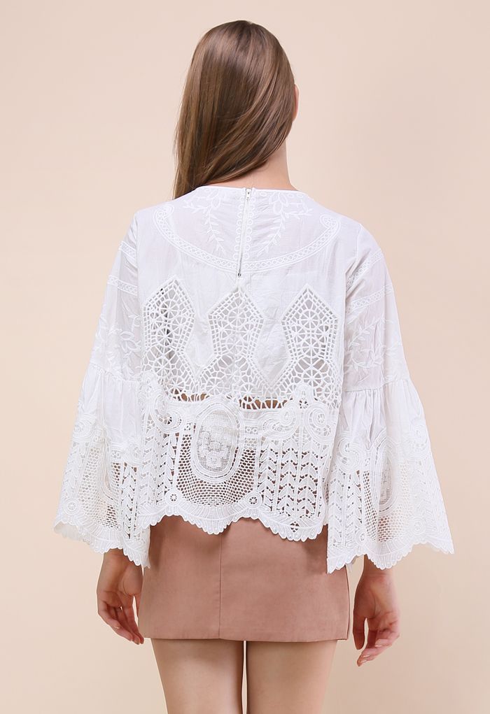 Beauty Full Lace Cutout Top in White