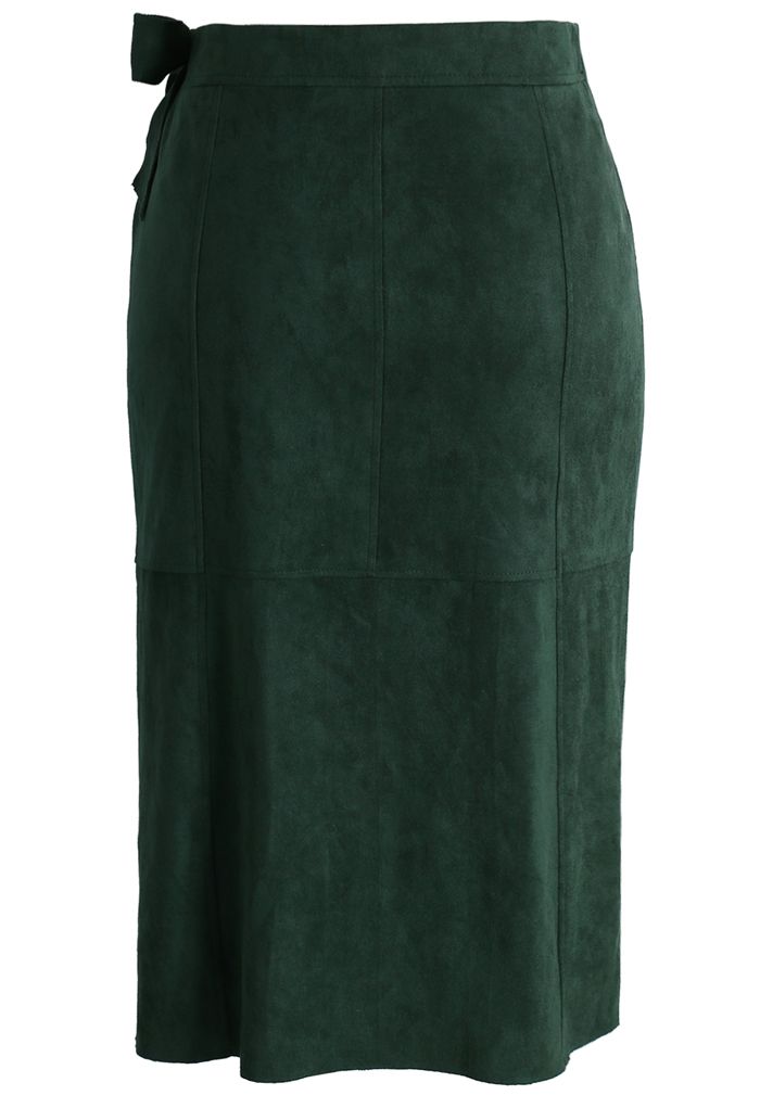 Stunning in This Suede Flap Skirt in Green - Retro, Indie and Unique ...