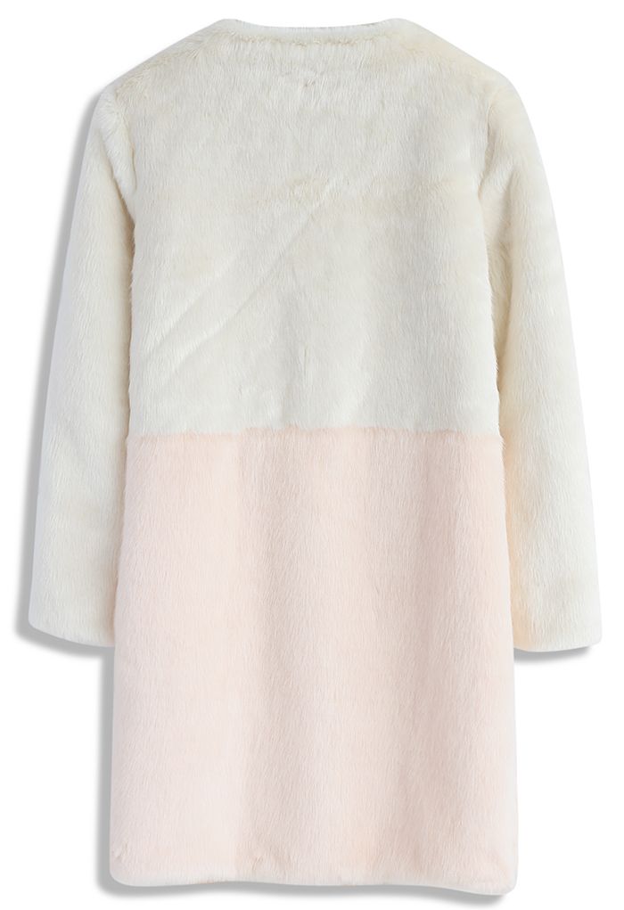 Contrast Allure Faux Fur Coat in Pink