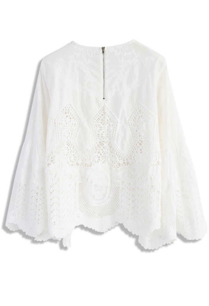 Beauty Full Lace Cutout Top in White - Retro, Indie and Unique Fashion