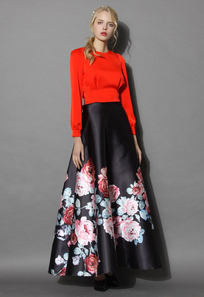 Endless Blooming Rose Maxi Skirt