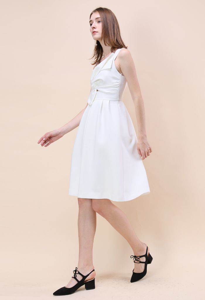 Nifty Knot Sleeveless Dress in White