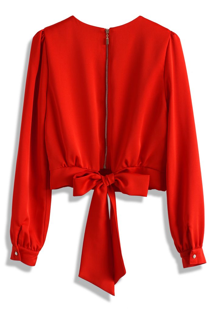 Tie a Bow Cropped Top in Red
