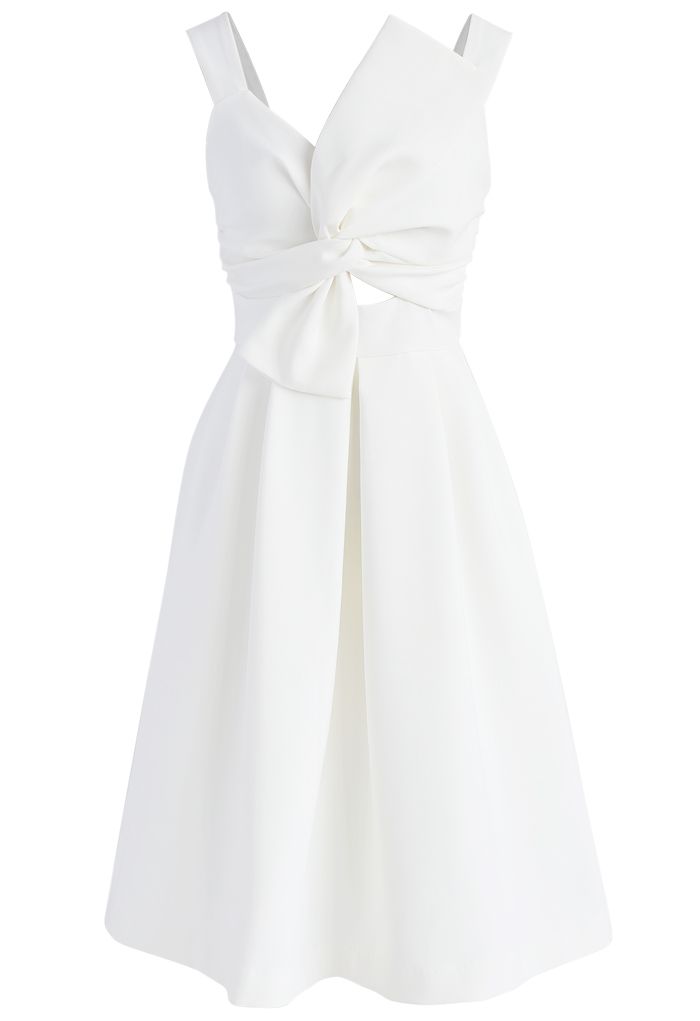 Nifty Knot Sleeveless Dress in White
