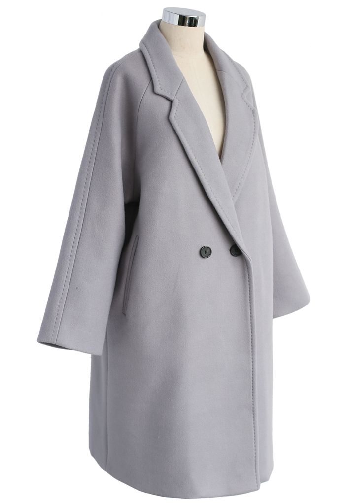 Applaud Your Charm Wool-blend Longline Coat in Grey