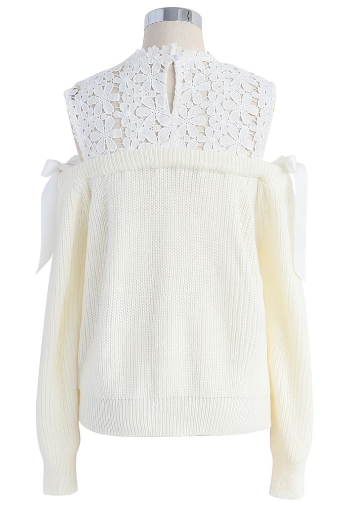 Sweet Evocation Cold-shoulder Sweater in Ivory