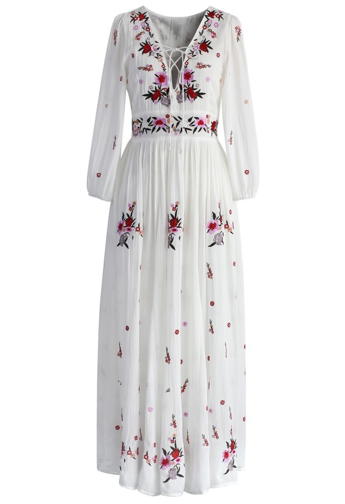 Wondrous Floral Embroidered Maxi Dress