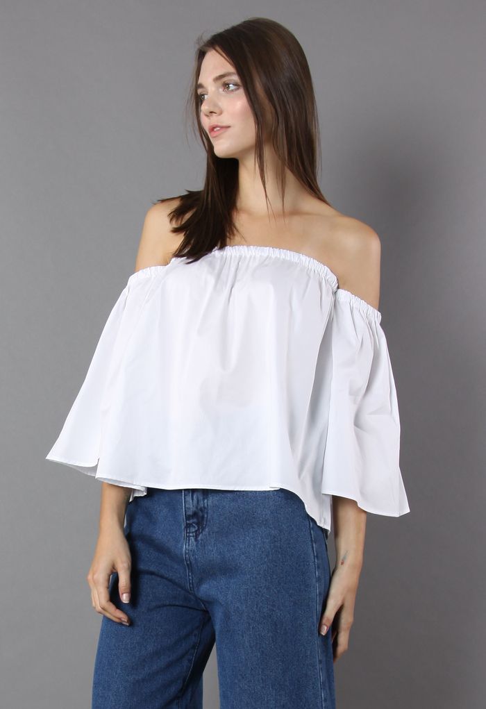 Delight Moment Off-shoulder Top in White - Retro, Indie and Unique Fashion