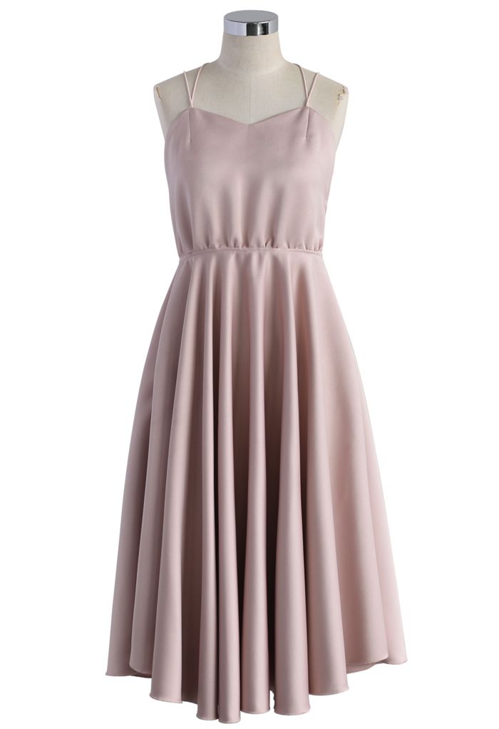 Luxurious Cross-strap Open Back Dress in Pink