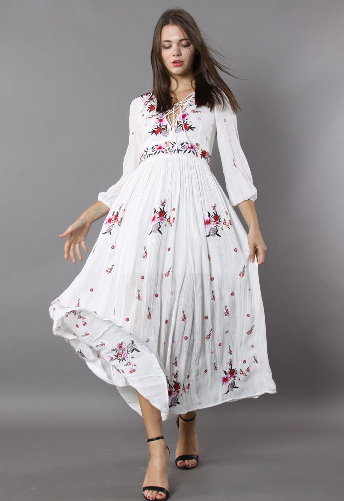 Wondrous Floral Embroidered Maxi Dress