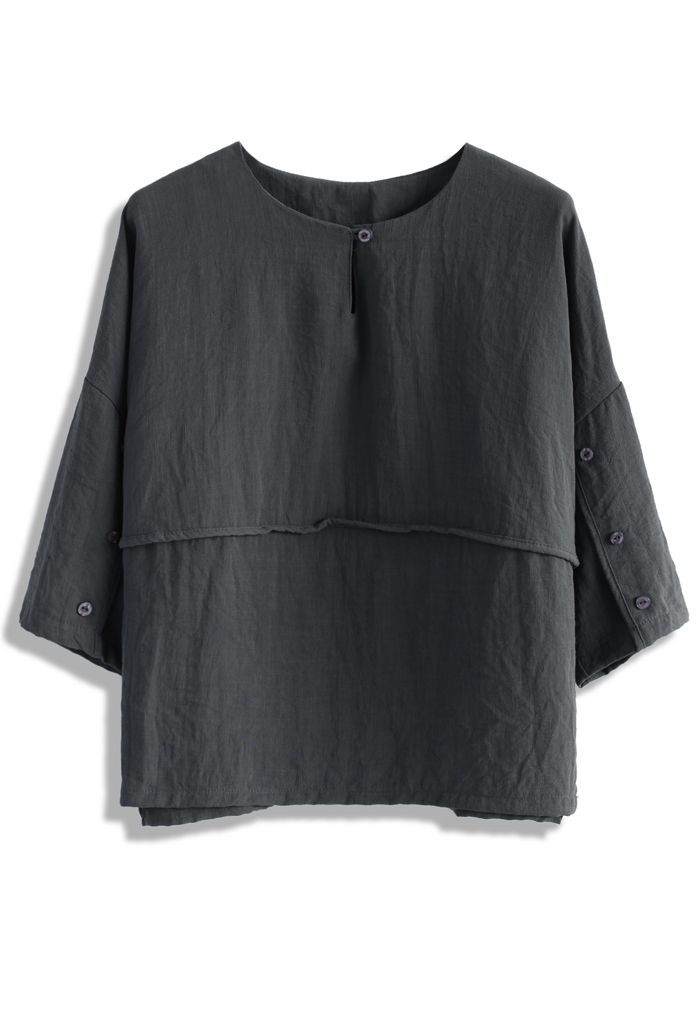 Leisure Day Smock Top in Smoke