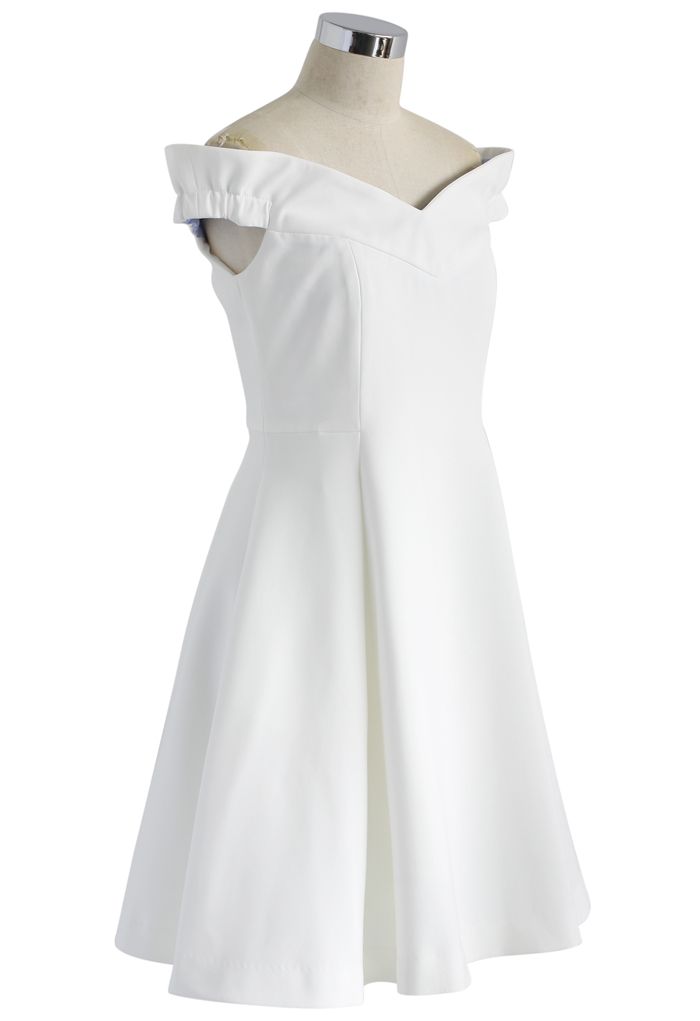 Dote on Simplicity Off-shoulder White Dress