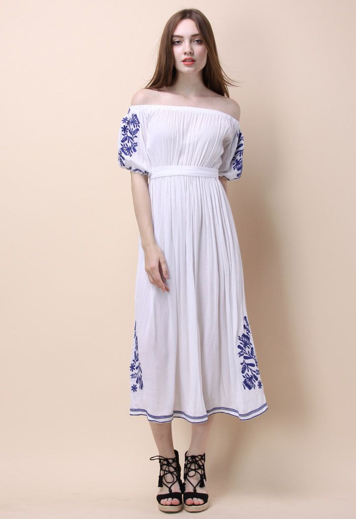 Mispend have på rygte Boho Nymph Off-shoulder Maxi Dress in White - Retro, Indie and Unique  Fashion