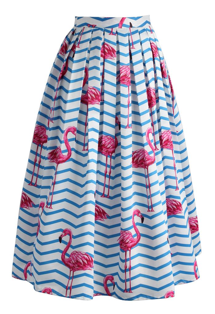 Flamboyantly Flamingo Printed Midi Skirt