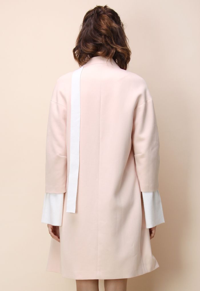  A Chic Finish Mid-sleeve Longline Blazer in Pink