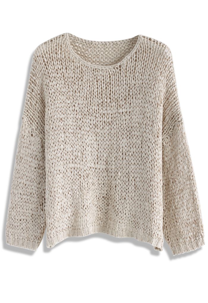 Handmade With Love Knit Top in Light Tan