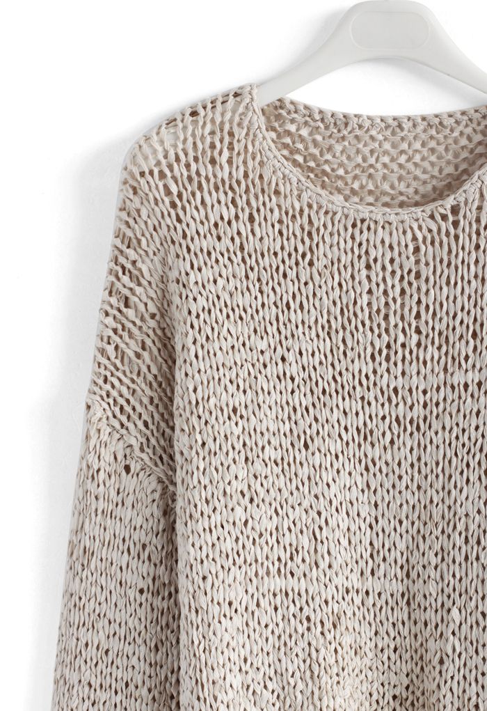 Handmade With Love Knit Top in Light Tan