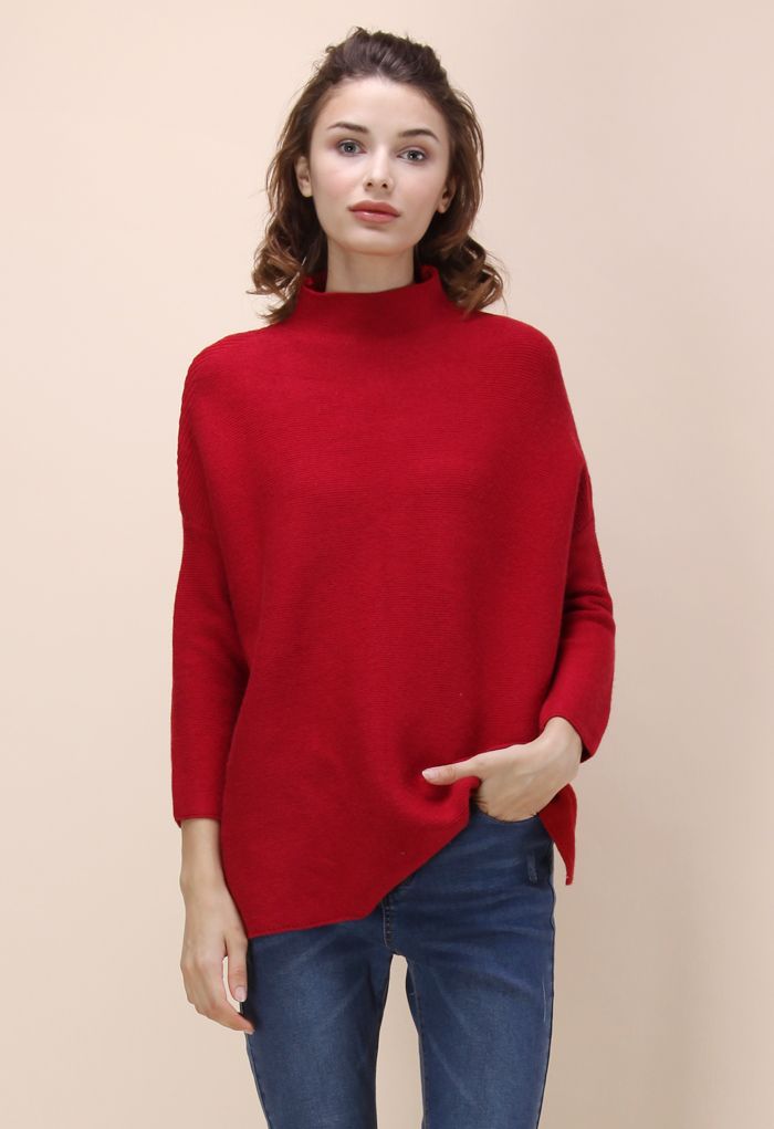 Chic Spirit Turtleneck Sweater in Red