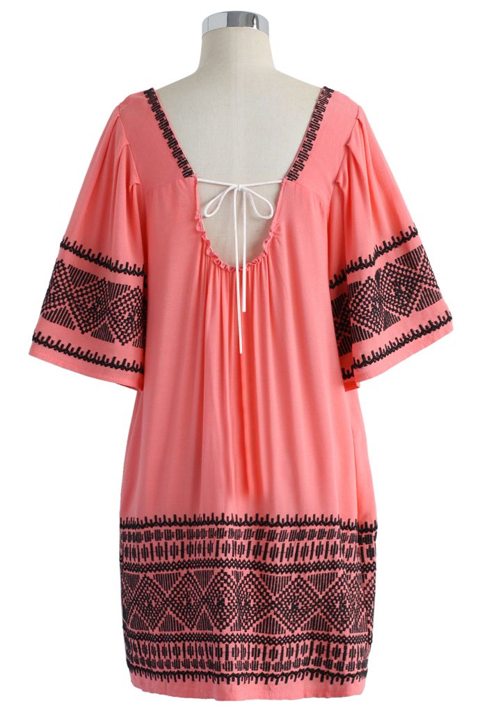 Boho Embroidery Square Neck String Dolly Dress