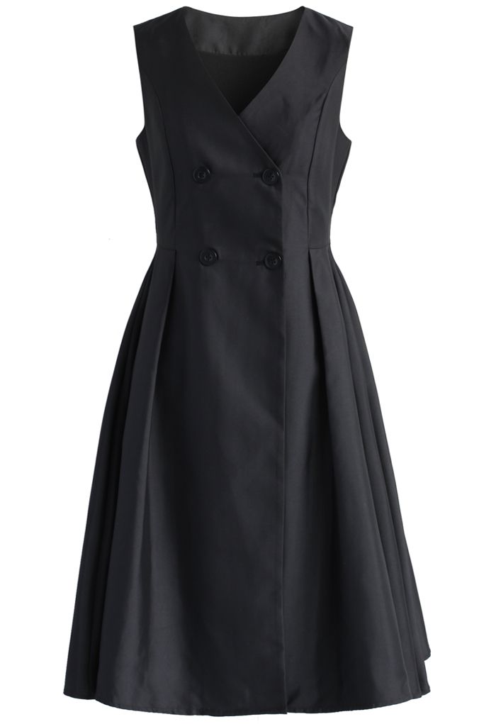Concise Yet Charming Coat Dress in Black