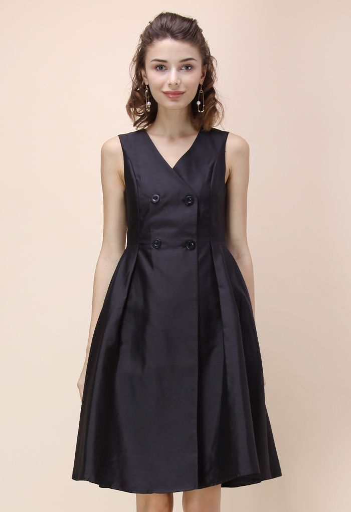 Concise Yet Charming Coat Dress in Black