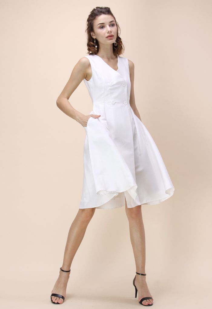 Concise Yet Charming Coat Dress in White  