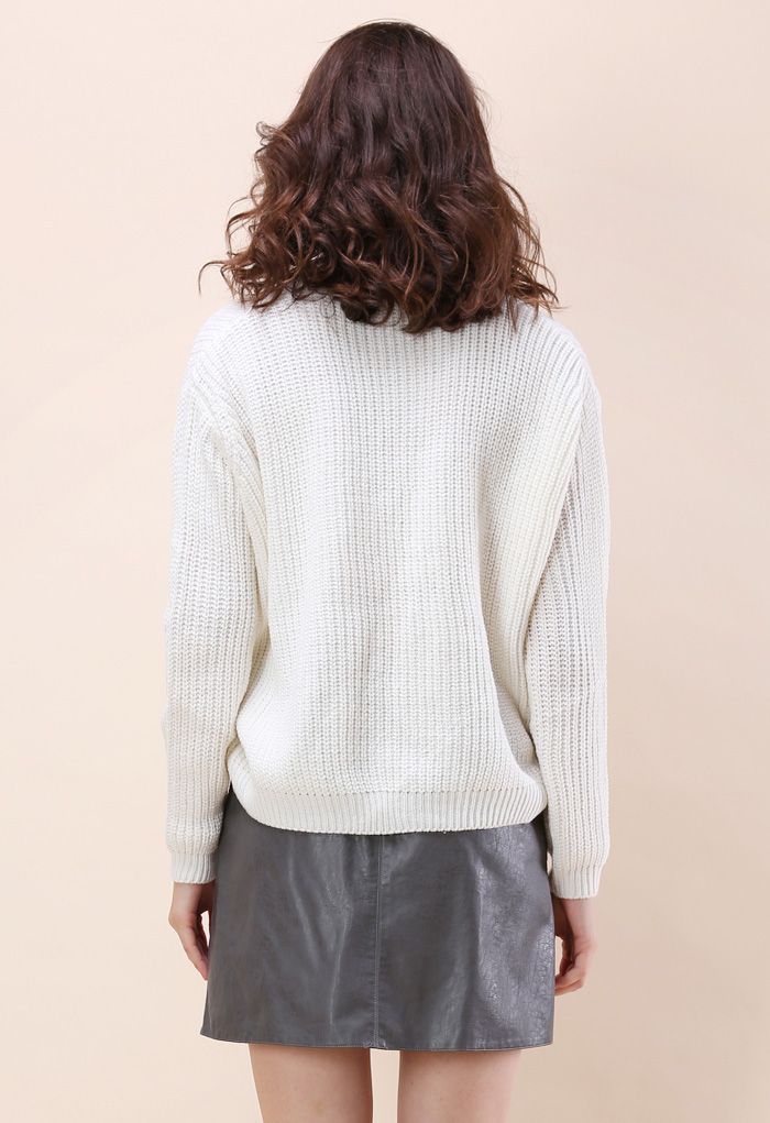Lace-up Rhythm Sweater in White