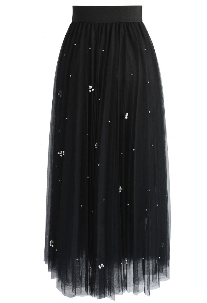 Falling Sparkle Tulle Skirt in Black