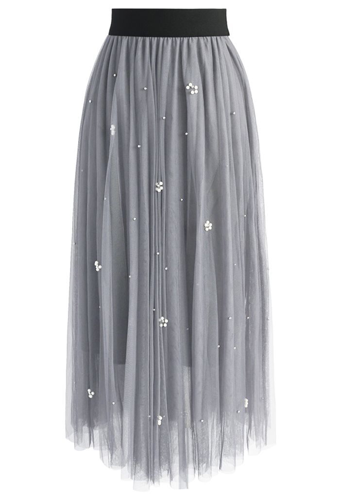 Falling Sparkle Tulle Skirt in Grey