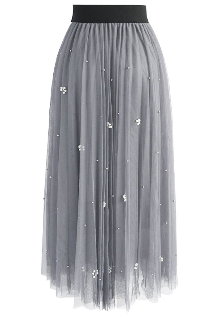 Falling Sparkle Tulle Skirt in Grey