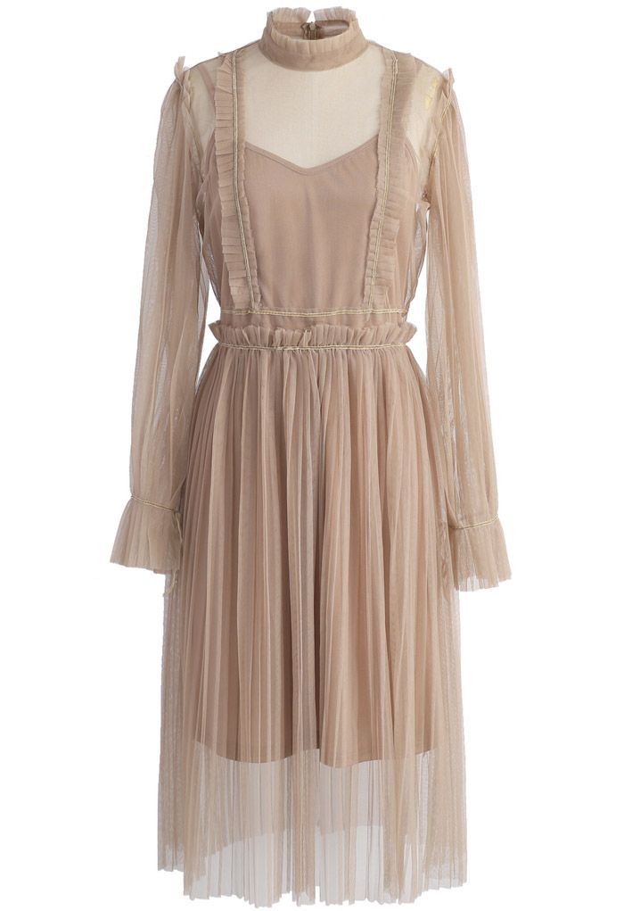 Unexpected Sassy Tulle Dress in Caramel 