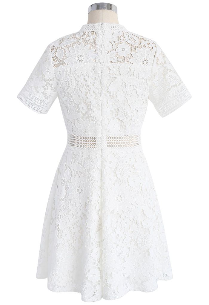 Floral Land Crochet Dress in White - Retro, Indie and Unique Fashion