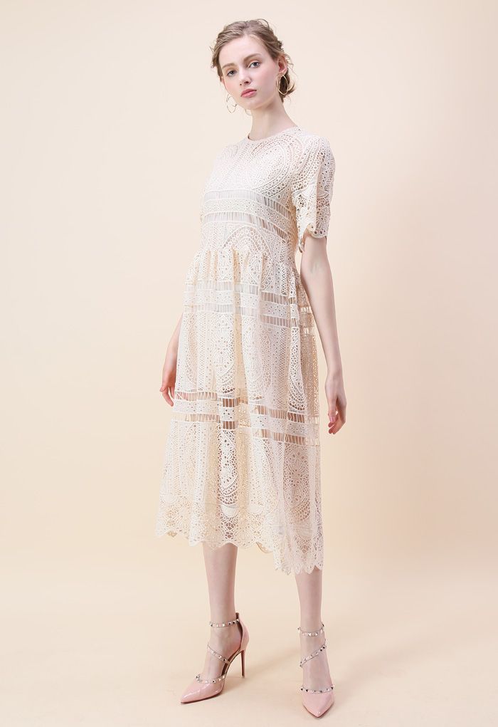With Your Ingenuity Crochet Dress in Beige - Retro, Indie and Unique ...