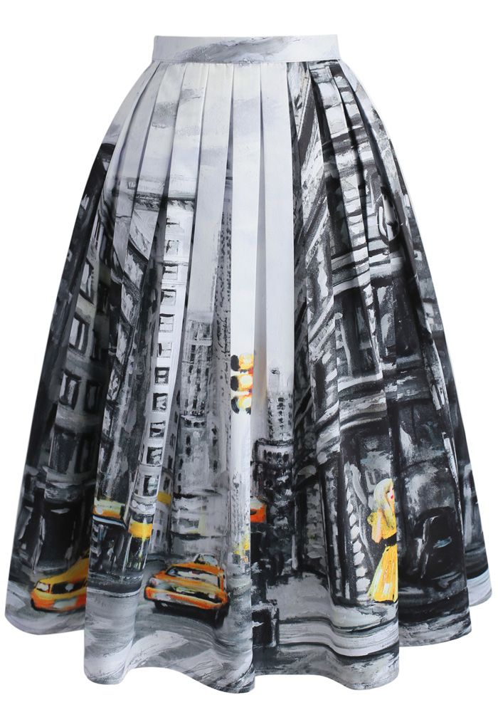 Downtown Impression Printed Midi Skirt ...